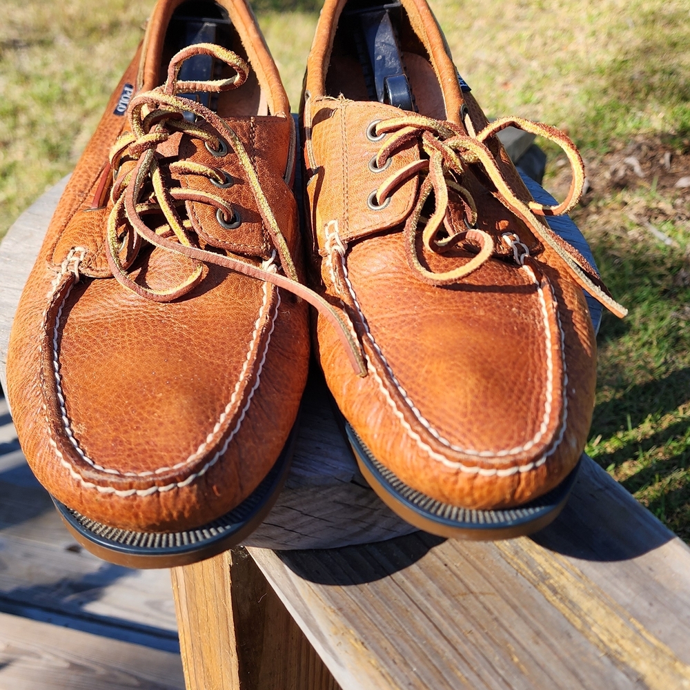 Polo Ralph Lauren Tan Leather Boat Shoes.Size13.